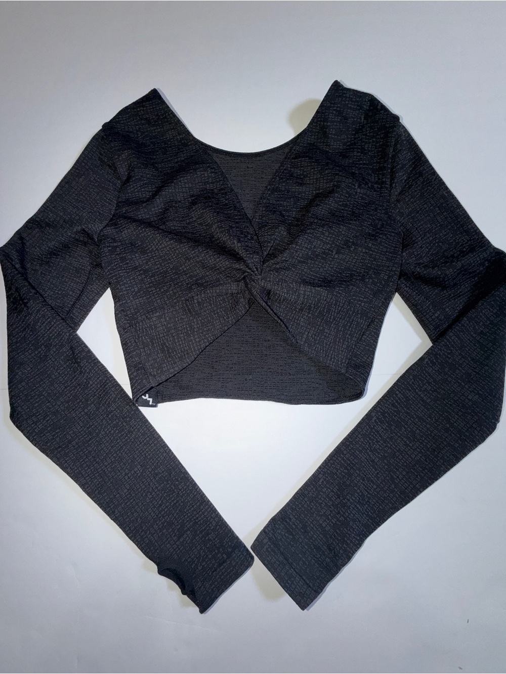 Joylab Long Sleeve Twist-Front Crop Top - Black